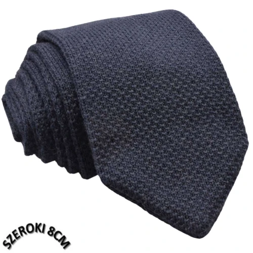 Krawat knit szary ciemny szeroki