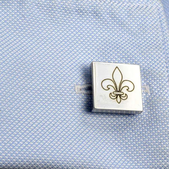 Spinki do mankietów lilia (fleur de lis) grawer (2)
