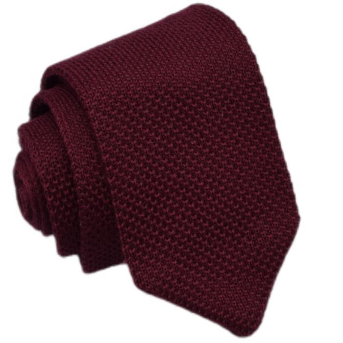 Krawat knit jednolity bordowy (2)