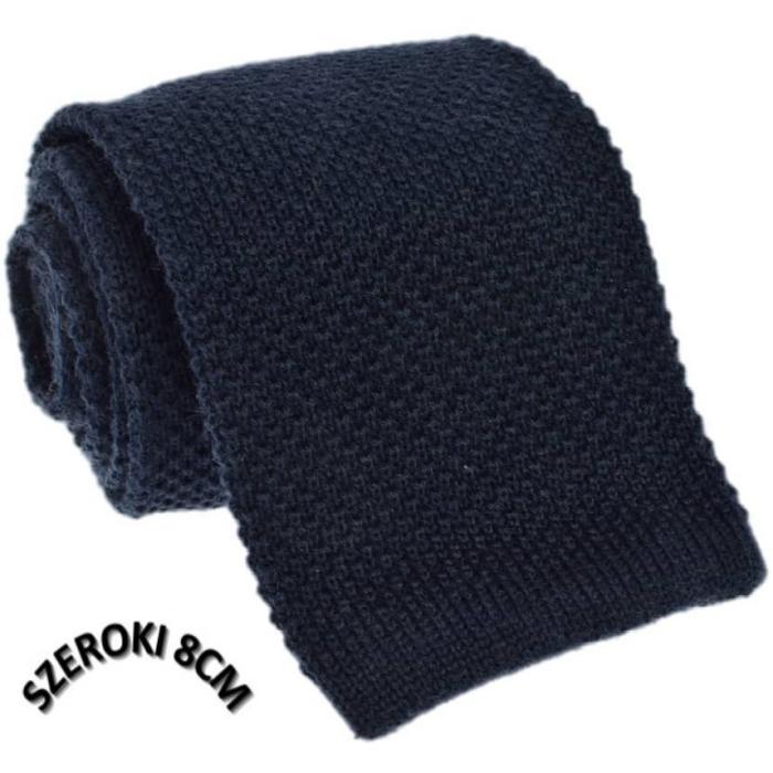 Krawat knit jednolity granatowy szeroki (2)