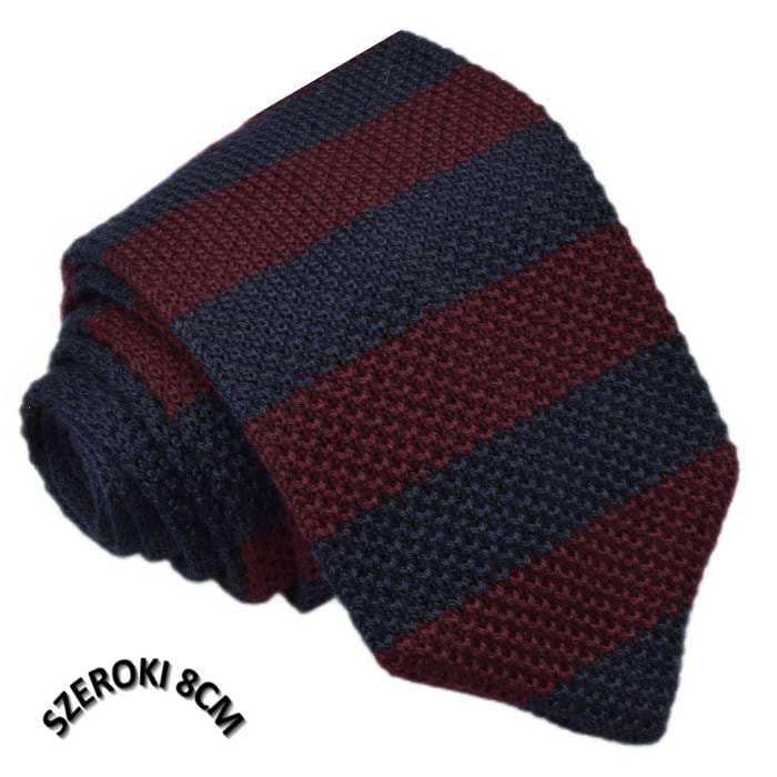 Krawat knit w pasy granat - bordo 2