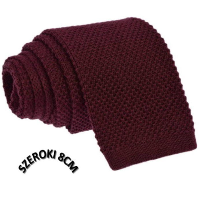 Krawat knit jednolity bordowy szeroki (2)