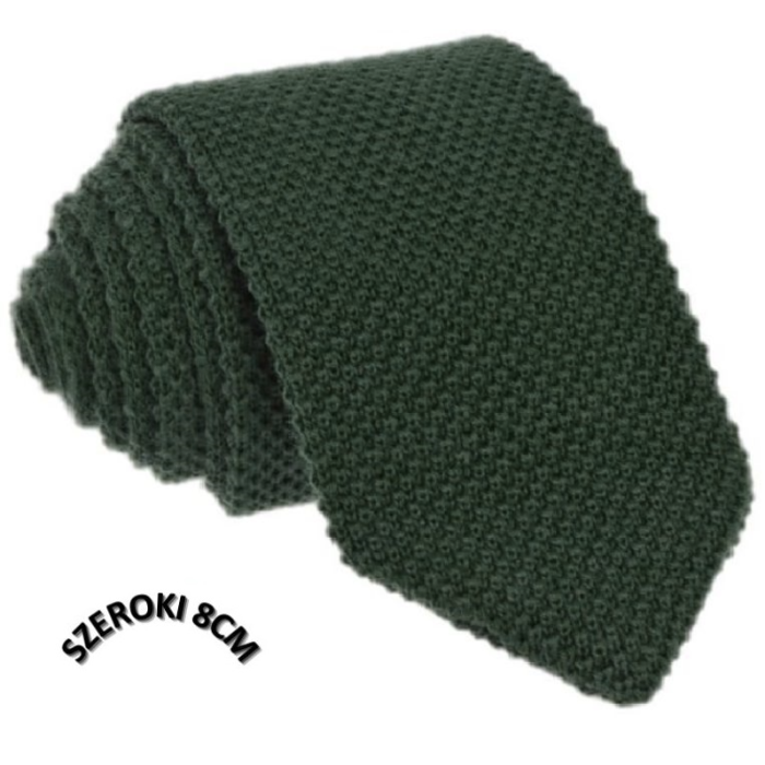 Krawat knit jednolity zielony szeroki