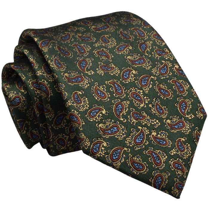 Krawat jedwabny paisley zielony