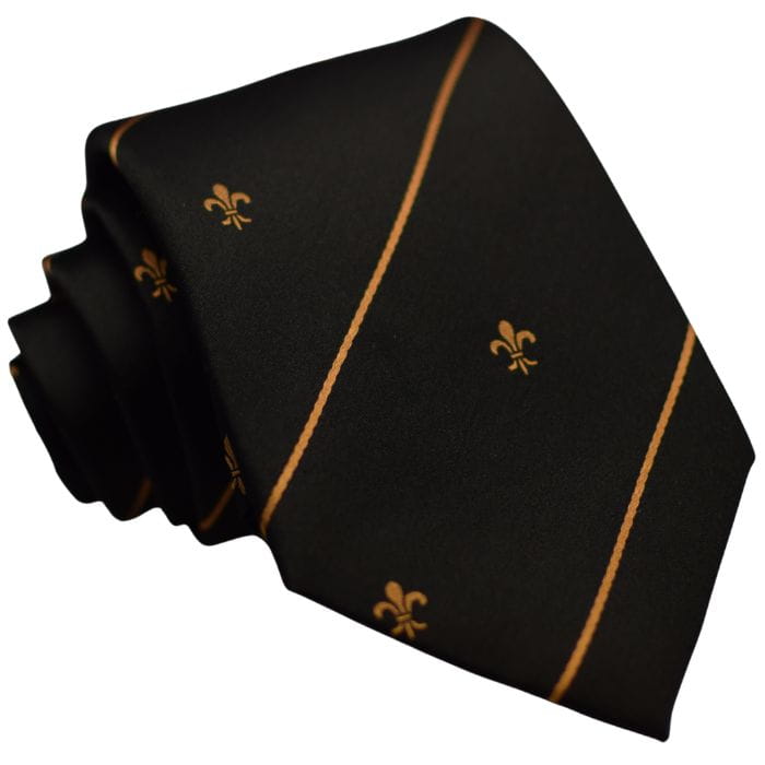 Krawat jedwabny klubowy lilia (Fleur de lis) czarny
