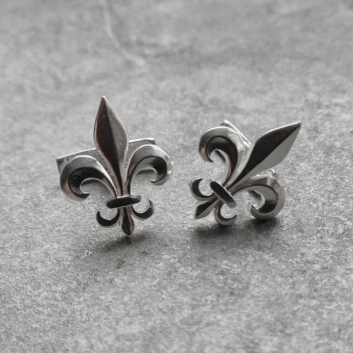 Spinki mankietowe srebrna lilia (fleur de lis 2)