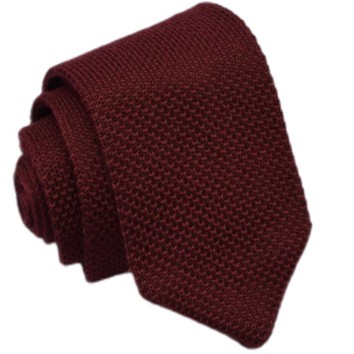 Krawat knit jednolity bordowy szeroki