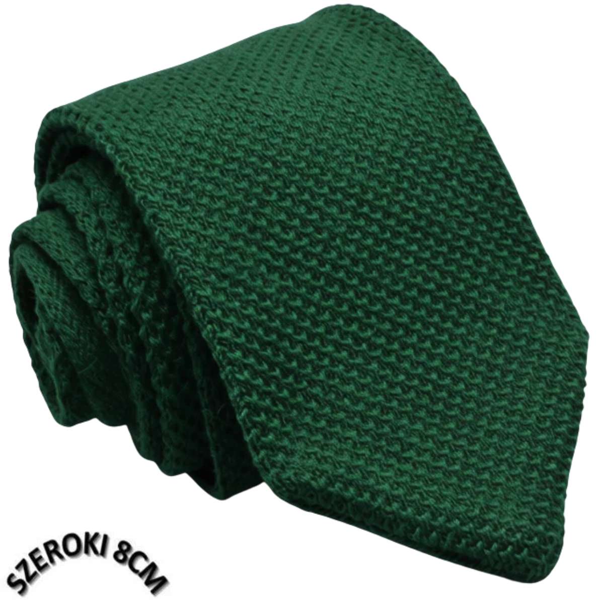 Krawat knit jednolity zielony szeroki