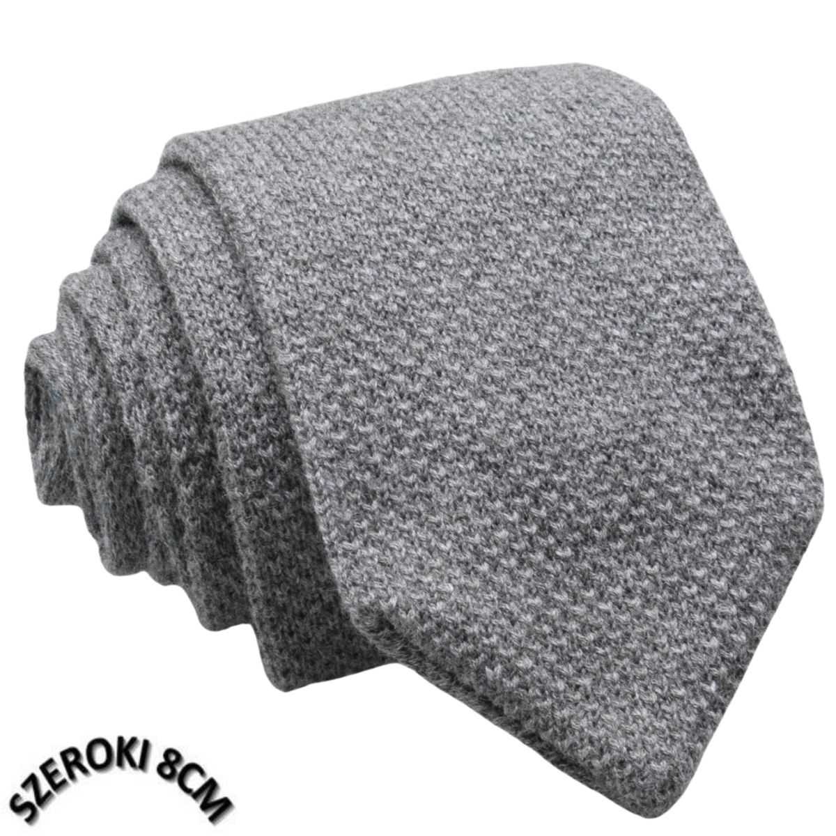 Krawat knit jednolity szary