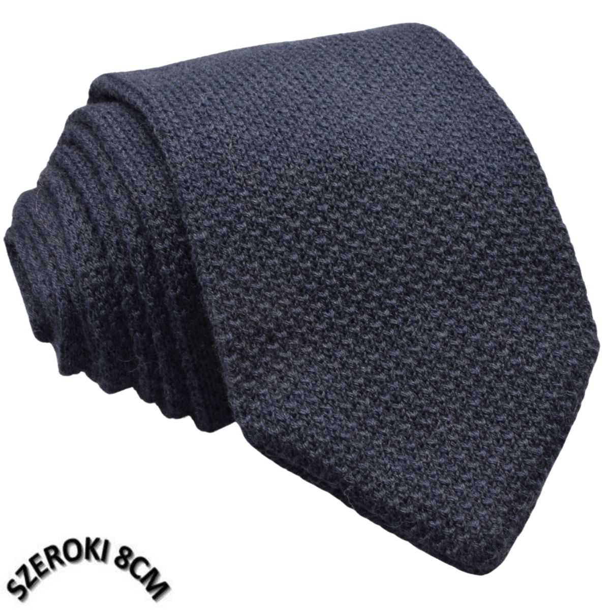 Krawat knit jednolity szary ciemny
